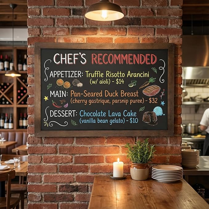 MyGift 35-Inch Wall-Mounted Chalkboard Sign, Vertical/Horizontal Hanging