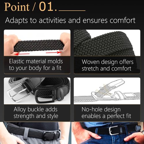 JIFANPAUL Elastic Braided Belt - Stretchable Adjustable Web Design for Men & Women | Ideal for Work & Casual Wear