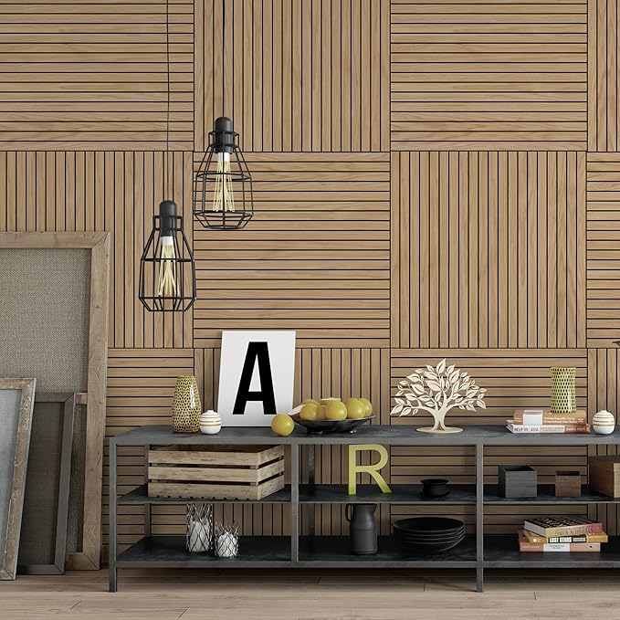 4-Piece Wood Slat Wall Panel for Interior Wall Decor Noise Cancelling 47.2" x