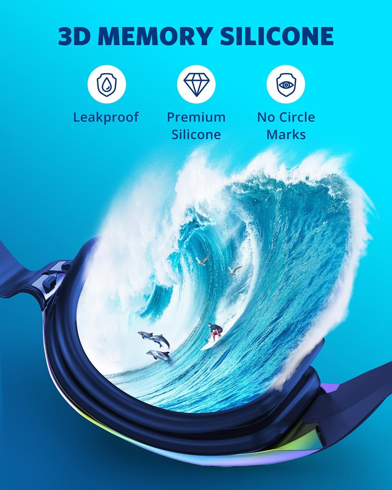 Aegend Swim Goggles 2-Pack, No Leaking Anti-Fog UV Protection Mirrored Swim Glasses for Adult Men Women, Wide View Outdoor
