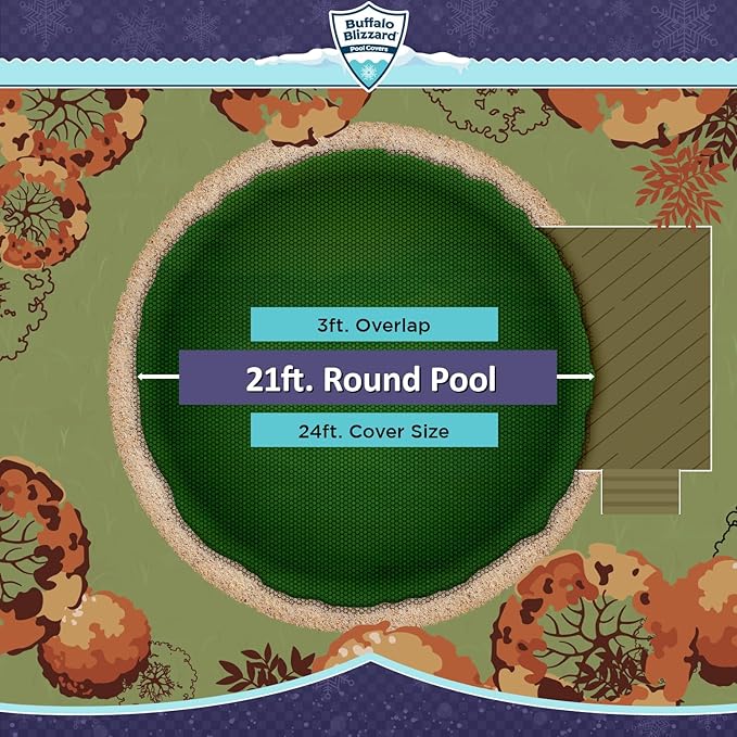 Buffalo Blizzard 21 ft Round Pool Leaf Net | Mesh Pool Net Cover | Leaf Net for Above Ground Pool | Easily Remove Leaves and Debris from Your Winter Cover | 3 Ft of Overlap | Winch & Cable Included