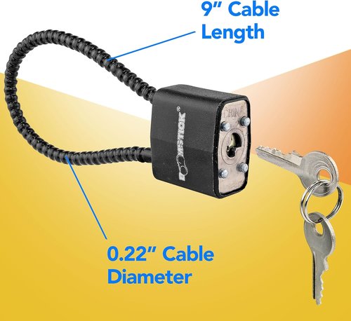 BOOMSTICK Heavy Duty Gun Cable Lock – 9” Steel Lock for Handguns, Rifles & Shotguns – Vinyl-Coated Wire for Firearm Safety