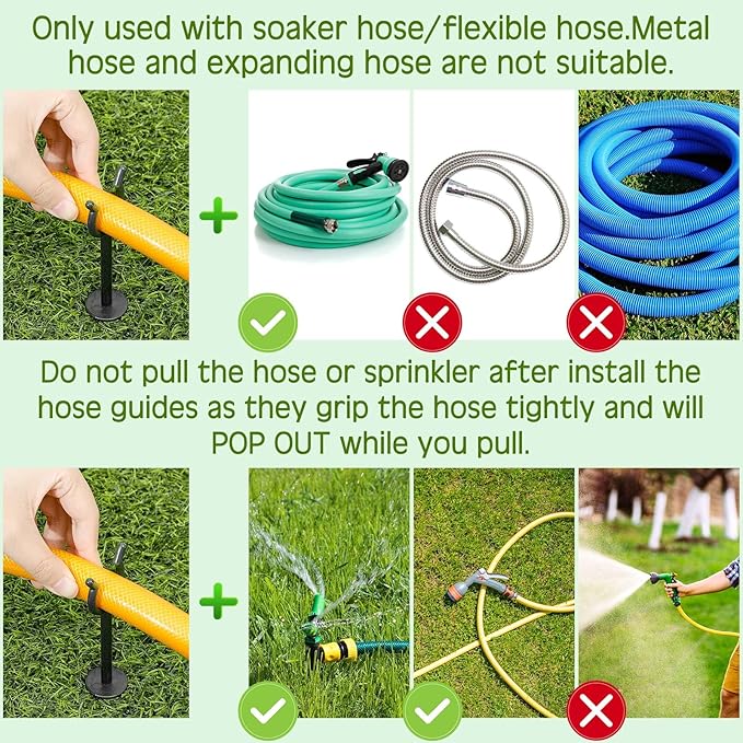 Taiyin 30 Pcs 3/4'' Garden Hose Holder Brackets Garden Guide Holder Decorative Outdoor Guide Stakes Support Spike Plant Tool to Keep Off Lawn for Yard (Black)