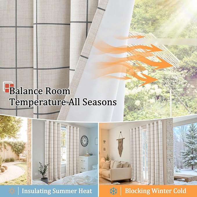 Lajode Plaid Curtains Pattern Printed 90 Inches Long