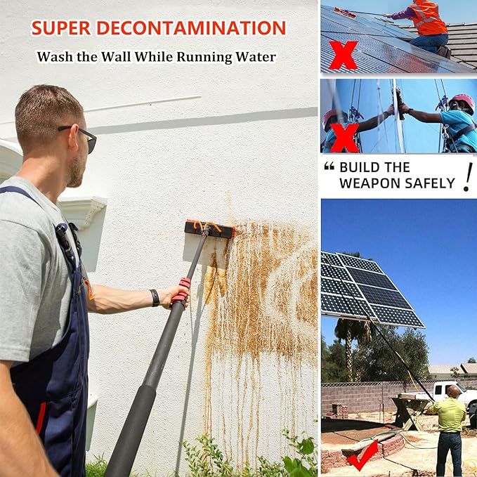 Generic 3.6-12m Window Cleaning Pole, Telescopic Window Cleaner Kit, Water/Hose Fed Pole, Window Cleaning Brush Equipment, Cleaning Photovoltaic and Solar Panels,12FT/3.6M
