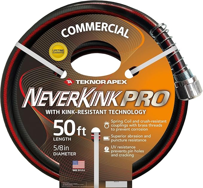 Neverkink Pro 5/8" x 50' Commercial Duty Durable Kink Free Garden Hose