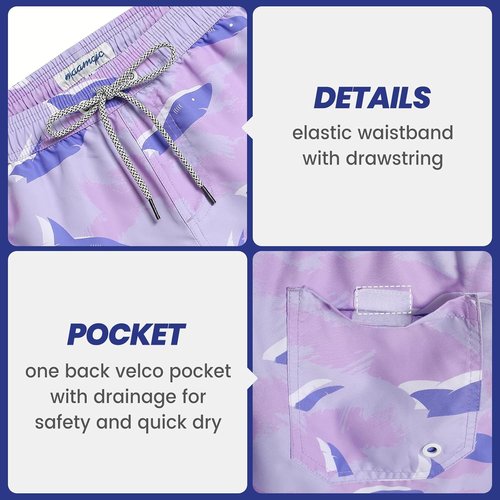 Maamgic Men's Swim Trunks - Quick Dry Bathing Suits with Mesh Lining | 7-Inch Length, Fun Design