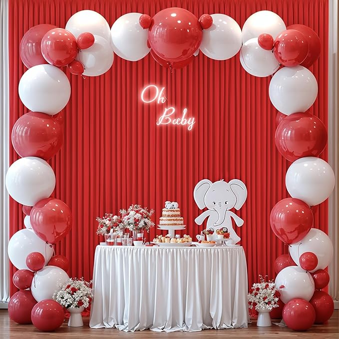 Red Backdrop Curtain for Parties Wedding Wrinkle Free Red Photo Curtains Backdrop Drapes Fabric Decoration for Birthday Party Baby Shower Christmas 5ft x 7ft,2 Panels