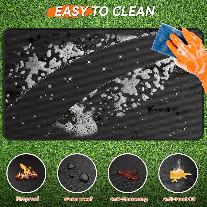 79x39 inches Large Under Grill Mats for Blackstone, Double-Sided Fireproof Outdoor Grill Protective Mat, Oilproof Waterproof BBQ Fire Pit Fireplace Mat