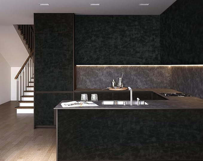Yasinet Peel and Stick Wallpaper Black Removable Wallpaper Modern Black Contact