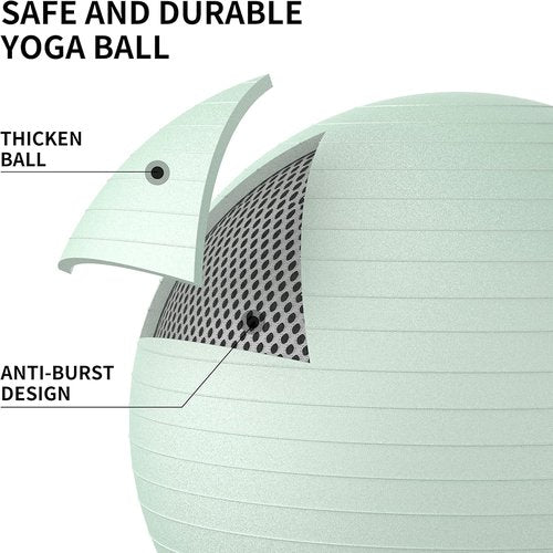 FITMIND_ Extra Thick Exercise Ball Yoga Ball 22in/26in/30in for Workout Pregnancy Stability,Anti-Burst and Slip Resistant Swiss Ball with Pump for Yoga, Pilates, Fitness,Birthing,Physical Therapy
