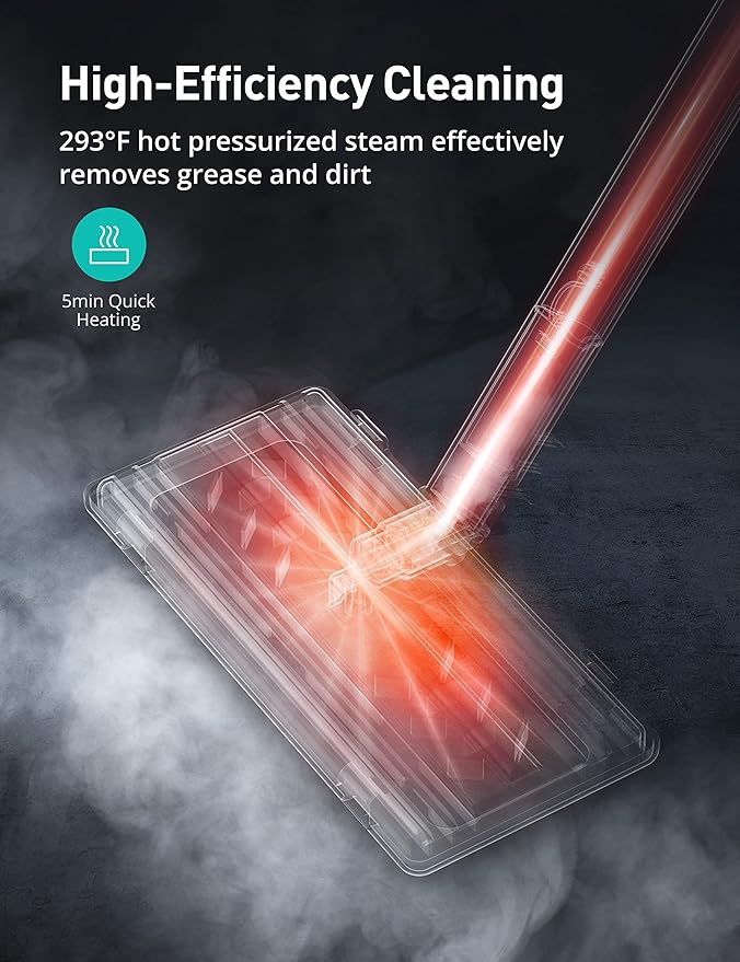 Steam Cleaner, 293°F 58 PSI Powerful Multipurpose Handheld Steam Mop for Home Use, 21 Attachments, 50Oz Capacity, Heavy Duty Steamer for Carpets, Floors, Cars, Tiles, Crack Cleaning, Brass