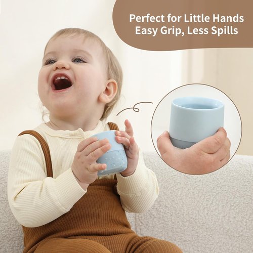 Moonkie Baby Training Cup Set - Sippy Cups for Baby-Led Weaning | 4 Months+ | Blush Color, 2 Pack