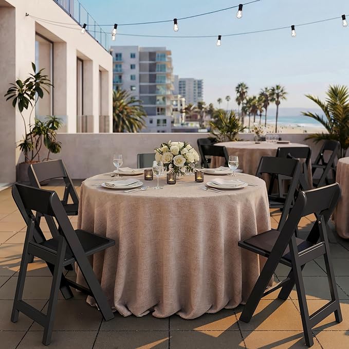 Flash Furniture Hercules Tucker Commercial Black Resin Folding Chair - Lightweight, Vinyl Padded Removable Seat, Indoor Outdoor Use, Event & Wedding Ready