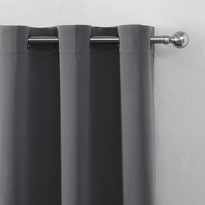 LEMOMO Grey Blackout Curtains/52 x 72 Inch/Set of 2 Panels Thermal Insulated
