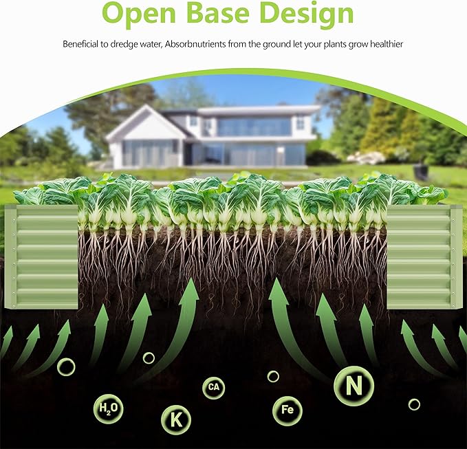 2PCS 4x2x2FT Galvanized Raised Garden Bed,Galvanized Planter Boxes Outdoor, Large Metal Raised Garden Beds for Vegetables-Green