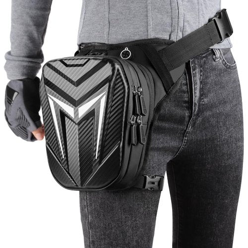 iBytoc Thigh Bag with Leg Strap, Motorcycle Leg Bag Water-Resistant, Drop Leg Bag for Men Women, Sturdy EVA Pack Pocket, Expandable Storage Pocket for Cycling Hiking Climbing Fishing