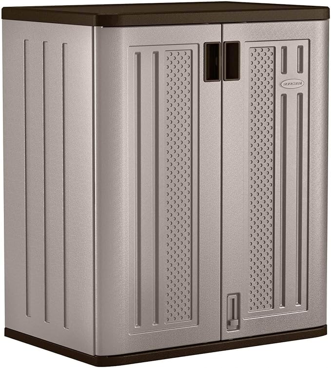Suncast 36" Resin Base Garage Storage Cabinet, Platinum, Made in the USA