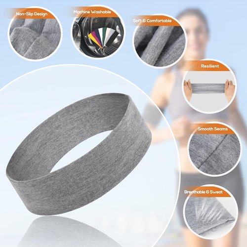 Buyisgle Workout Headbands for Women - 8PCS Non-Slip Elastic Hair Bands for Yoga, Running & Gym