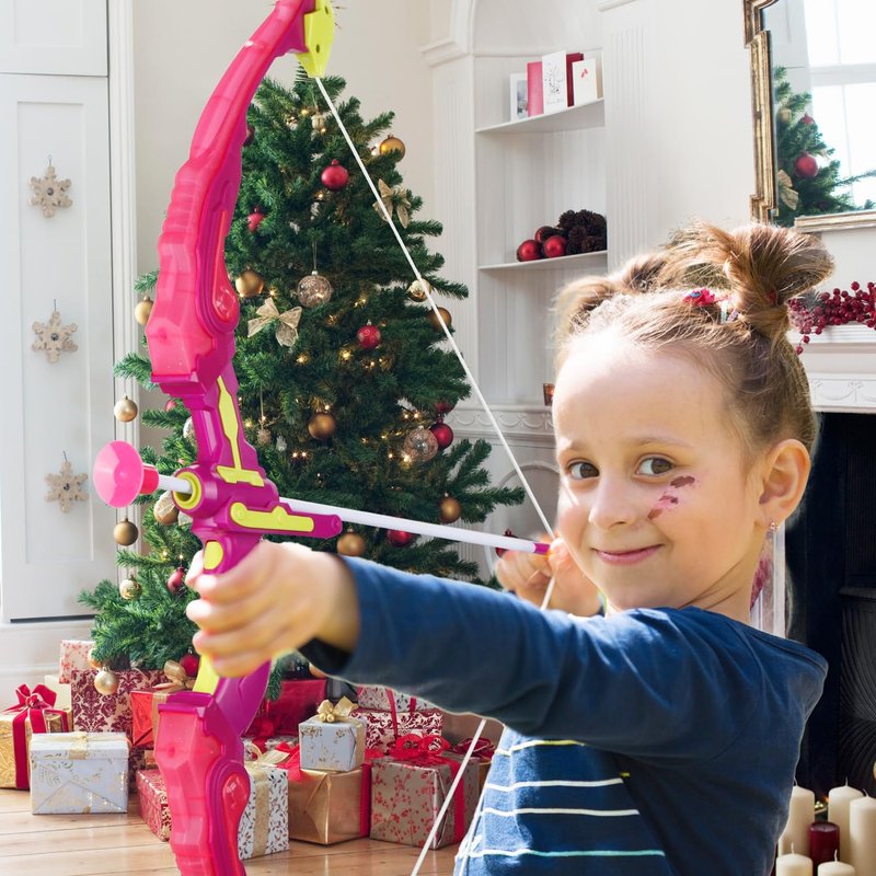 Bow and Arrow for Kids, LED Light Up Archery Set with Princess Cape and Crown, 10 Suction Cup Arrows, Target & Quivers, Outdoor Toy for Girls Aged 3-8, Birthday Gifts Toys for 4 5 6 7 8 Year Old
