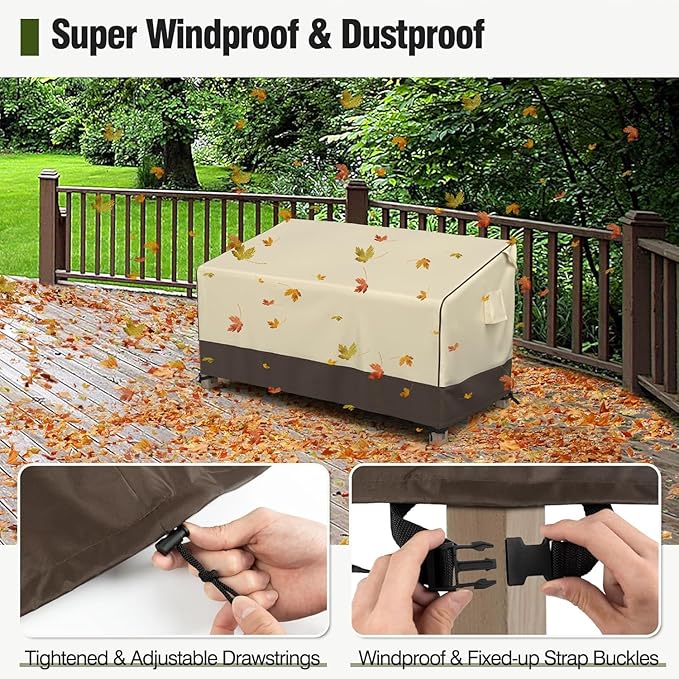 MR. COVER 4-Seater Outdoor Couch Cover Waterproof, 104 Inch Patio Furniture Covers Waterproof with All Weather Protection, Heavy Duty Outdoor Sofa Covers with Air Vent and Handles, Brown & Khaki