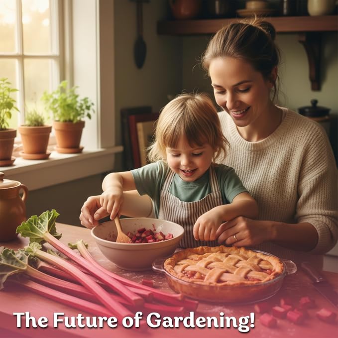 KVITER 50 Red Victoria Rhubarb Seeds for Planting (Rheum Rhabarbarum) – Heirloom Seeds, Perennial Vegetable Seeds – Perfect for Rhubarb Jam & Pies, Grow in Beds & Outdoor Garden