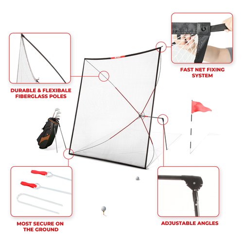 Net Playz Golf Practice Auto Return Net,10Ft x 10Ft, Quick Set-up, Multi-Angle Adjustment, Golf rebound net, Outdoor Training net