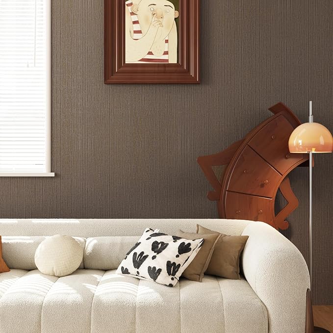 CRE8TIVE Dark Brown Grasscloth Peel and Stick Wallpaper Textured Grass Cloth