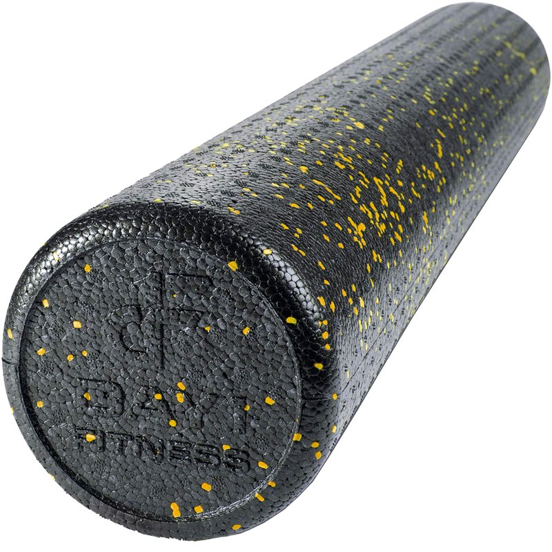Day 1 Fitness High Density Muscle Foam Rollers - Sports Massage Rollers for Stretching, Physical Therapy, Deep Tissue, Myofascial Release - Ideal for Exercise and Pain Relief - Speckled Yellow, 36”