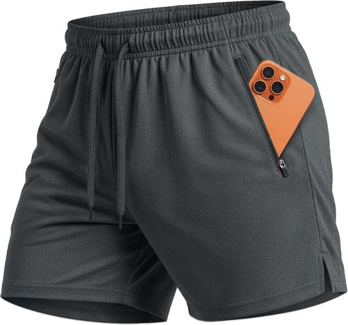 MAGCOMSEN Men's Athletic Running Shorts - Quick Dry, Lightweight, Linerless with Zipper Pockets | 5" Length