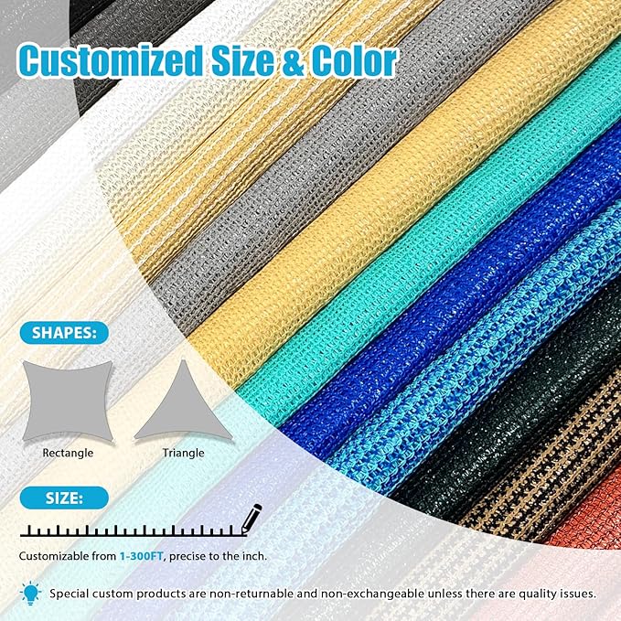 Amagenix Sun Shade Sail 10'X30' Curved Edge Outdoor Shade Canopy Black Breathable 95% UV Block Shade Cloth for Patio Garden Backyard (We Make Custom Size)