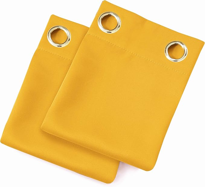 LEMOMO Yellow Blackout Curtains/52 x 108 Inch/Set of 2 Panels Thermal Insulated