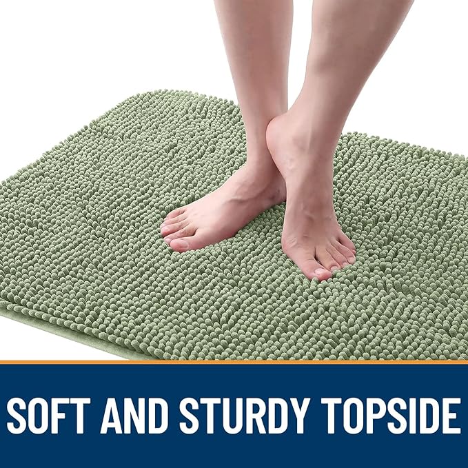 OLANLY Dog Door Mat for Muddy Paws 36x24, Absorbs Moisture and Dirt, Absorbent Non-Slip Washable Doormat, Quick Dry Chenille Mud Mat for Dogs, Entry Indoor Entryway Carpet for Inside Floor, Sage Green