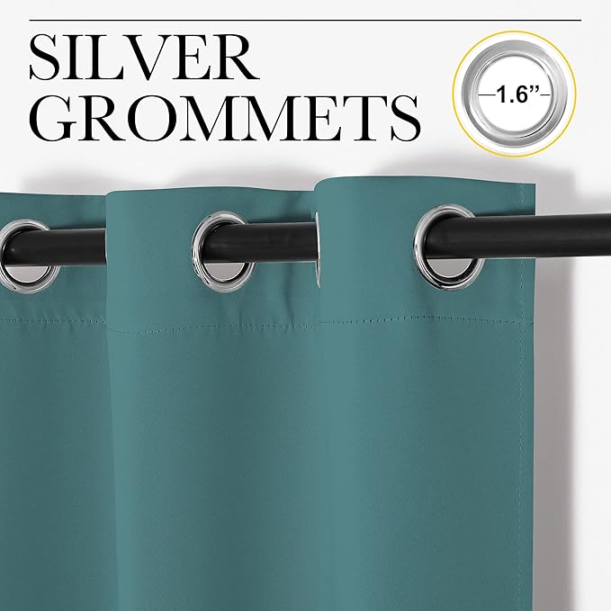 NICETOWN Sea Teal Blackout Curtains 102 inches Length
