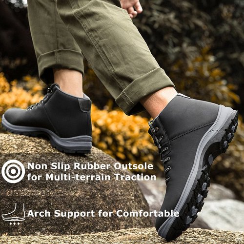 CARENURSE Mens Lightweight Hiking Boots Water Resistant Mid Ankle Work Casual Hiker Trekking Outdoor Boots Anti Slip Hiking Shoes