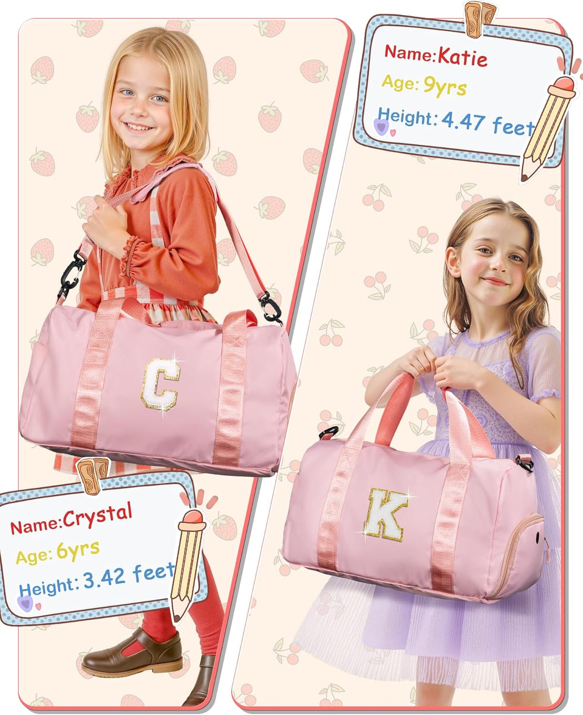 Skiennix Girl Gym Bag - Personalized Weekender Tote with Shoe Compartment & Makeup Pouch | Ideal Gift for Teens & Kids (Letter T)