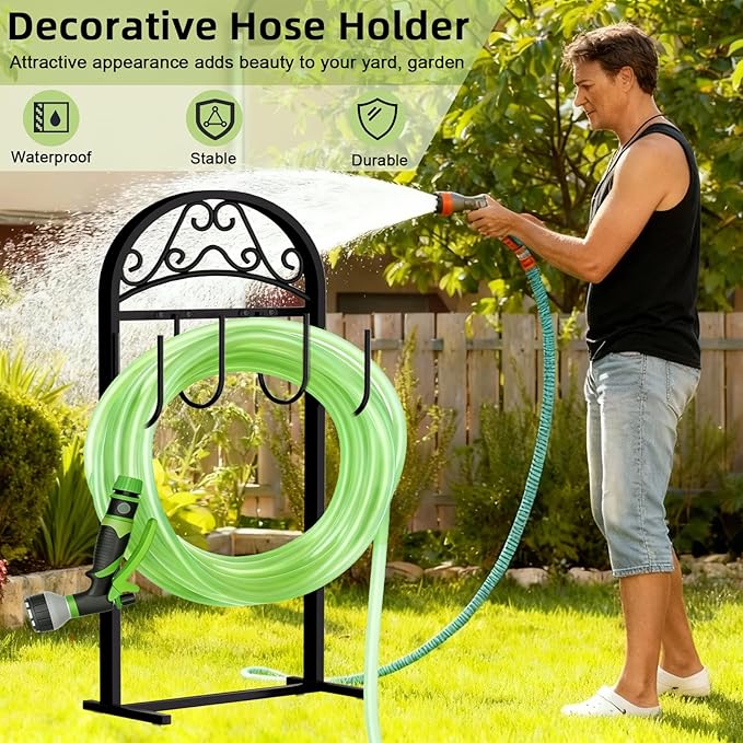 Garden Hose Holder，2-Pack Freestanding Hose Holder Heavy Duty Hose Hanger,Sturdy Hose Stand for Lawn & Yard Hose Storage Rack