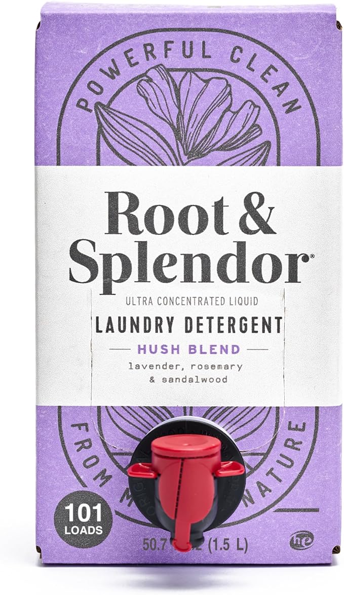 Root & Splendor Ultra Concentrated All Natural Laundry Detergent Liquid - Plant Based, Enzymatic Laundry Soap, Hush Scent, 1.5 Liter, 100 Loads