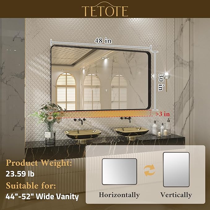 TETOTE 48 x 30 Inch Bathroom Vanity Mirror