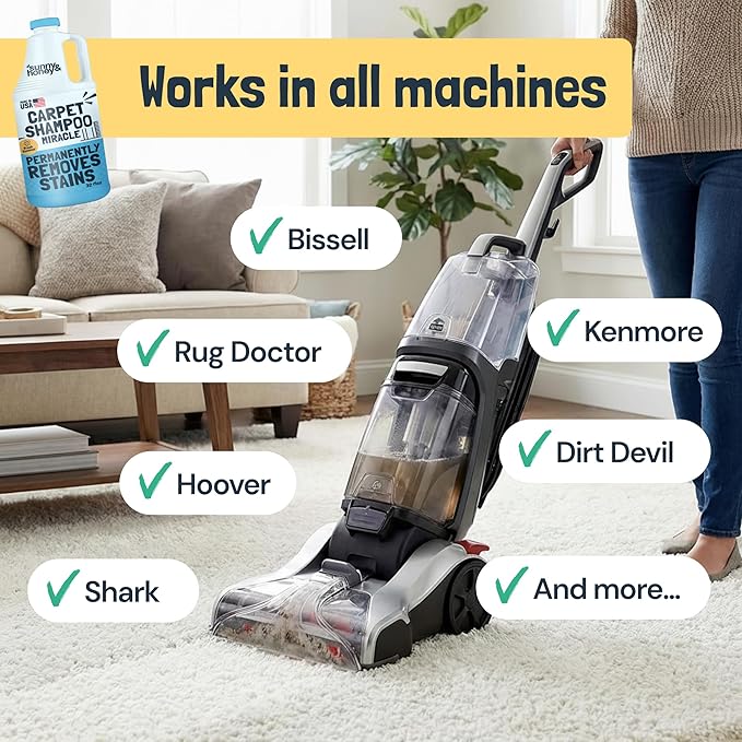 Sunny & Honey Carpet Cleaner Solution - Rug Shampoo & Upholstery Cleaning Solution - Pet Surface Odor Eliminator & Pet Stain Remover (32 fl oz, Fresh Summer Scent)