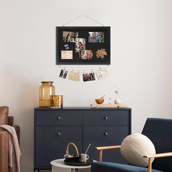 DAHAPYBOO Cork Board with Linen Black, Bulletin Board 17"x12" .Corkboards