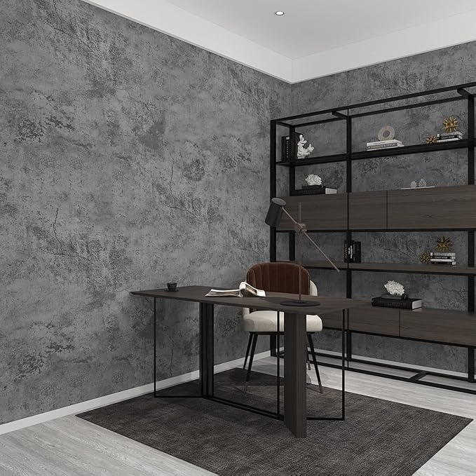 3yecao 48"×79" Wide Thick Dark Blue Grey Cracked Concrete Wallpaper Peel and