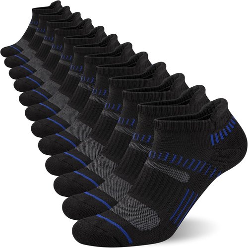 COOPLUS Men's Ankle Socks - Cushioned, Breathable Low Cut with Arch Support | 6 Pairs