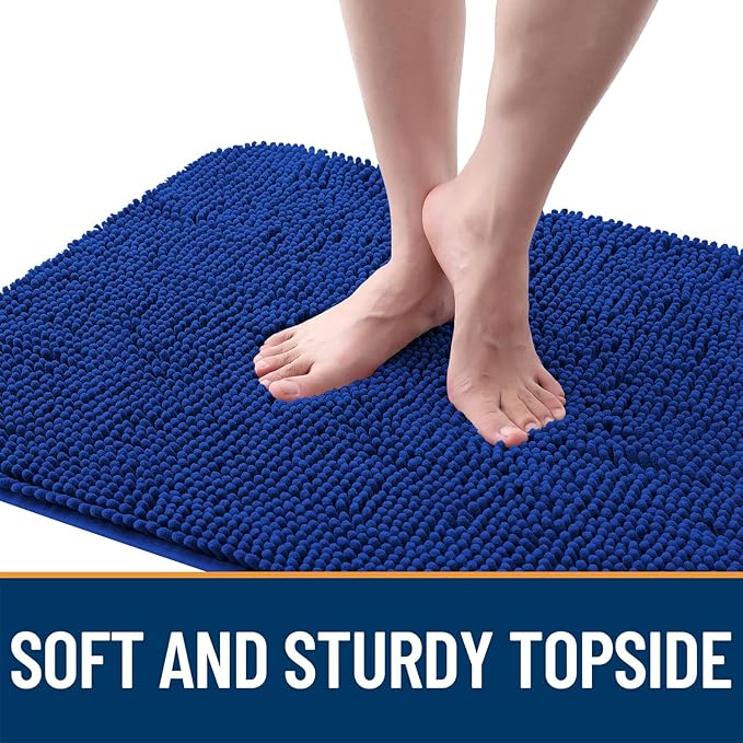OLANLY Dog Door Mat for Muddy Paws 54x24, Absorbs Moisture and Dirt, Absorbent Non-Slip Washable Doormat, Quick Dry Chenille Mud Mat for Dogs, Entry Indoor Entryway Carpet for Inside Floor, Royal Blue