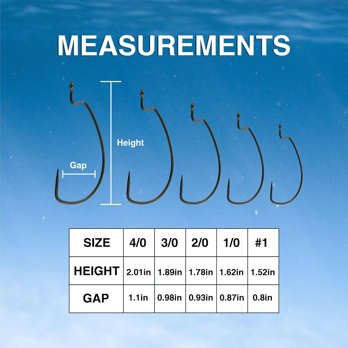 Reaction Tackle Offset EWG Worm Hooks - Super Strong Wide Gap for Texas Rig Soft Plastics | 25 Pack