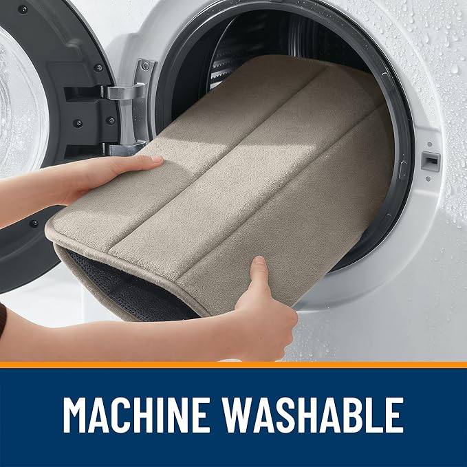 OLANLY Memory Foam Long Bathroom Rugs Runner 59x24, Super Soft Absorbent Bath Mat, Quick Dry, Machine Washable Shower Floor Rugs, Bathmat Carpet, Bathroom Home Decor Accessories, Warm Taupe