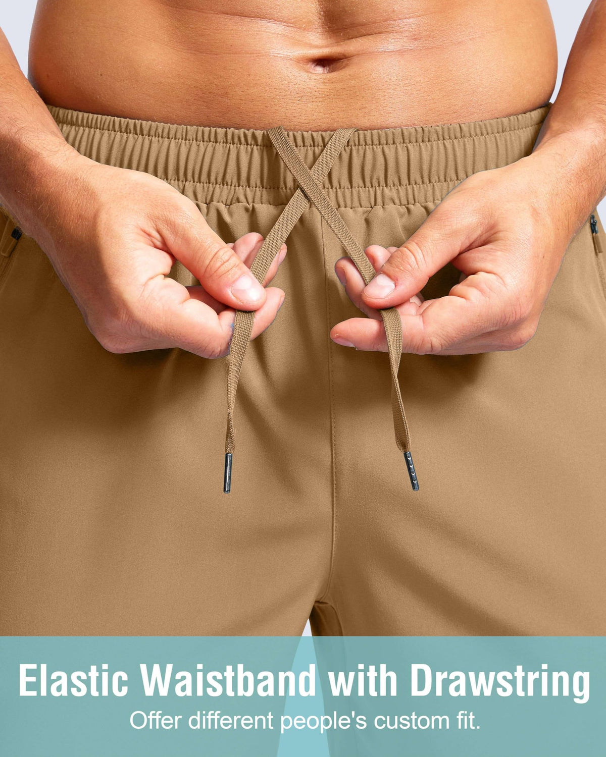 Men's Athletic Running Shorts with Zipper Pockets Quick Dry 7"/ 5"/ 9" Workout Gym Shorts for Basketball Hiking(Dark Khaki,7XS)