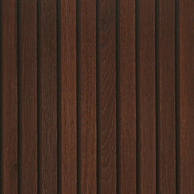FunStick 24"x200" Slats Wood Wallpaper Peel and Stick Wall Paper Brown Walnut