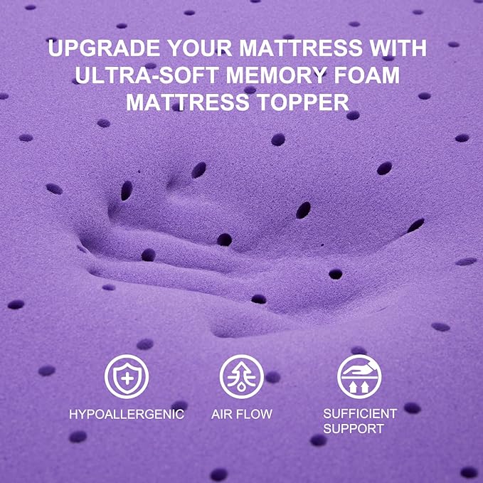SINWEEK 2 Inch Gel Memory Foam Mattress Topper Ventilated Soft Pressure Relieve Mattress Pad, Breathable Bed Topper, CertiPUR-US Certified, Twin Size