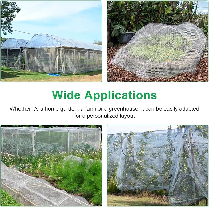 10 X 33FT Garden Mesh Insect Netting Pest Barrier, Garden Bug Netting Plant Mesh for Raised Beds Blueberry Bushes, Figs, Plants, Vegetables Protection